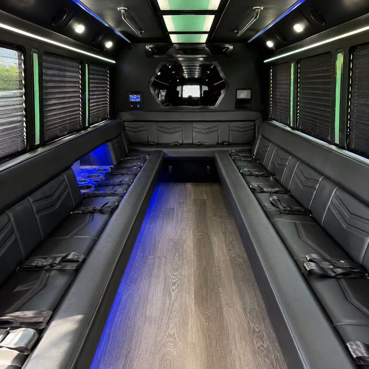 15 passenger party bus interior
