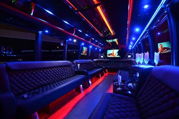 30 passenger party bus Charlotte interior