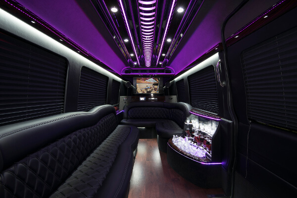 sprinter party bus Charlotte interior