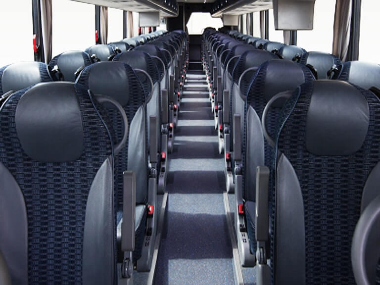 55 person charter bus rental interior